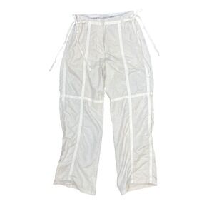 Kijun Taped Pants Cream Off-White Herringbone Side Tie Flawed Womens Small Korea